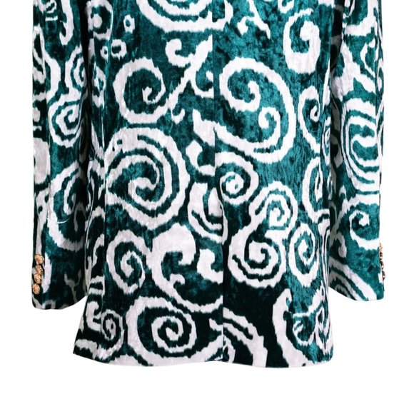 Mens Blazer Green White Abstract Velvet Formal Tuxedo Suit Jacket Sport Coat 42R - Picture 8 of 8
